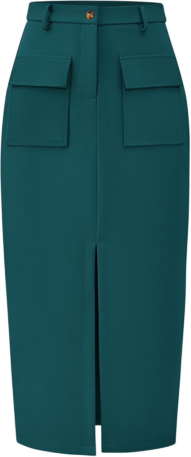 KIRUNDO Midi Skirts for Women - Trendy High Waisted Cargo Style
