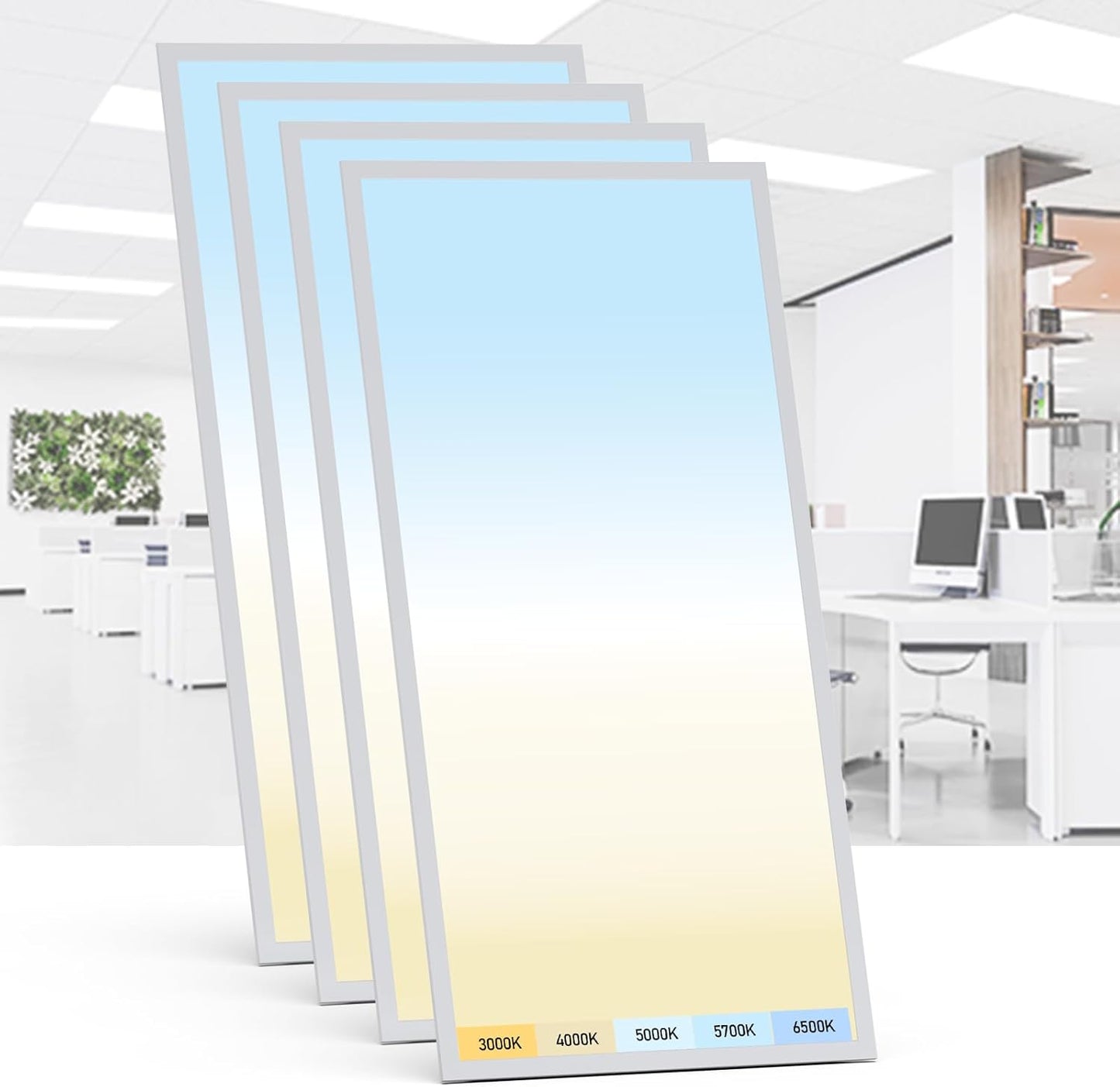 AIKVSXER 2x4 LED Flat Panel Light - 5 CCT & Wattage Options