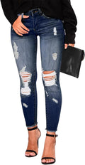 KUNMI Women's Skinny Ripped Trendy Jeans Distressed (Style CHCM)