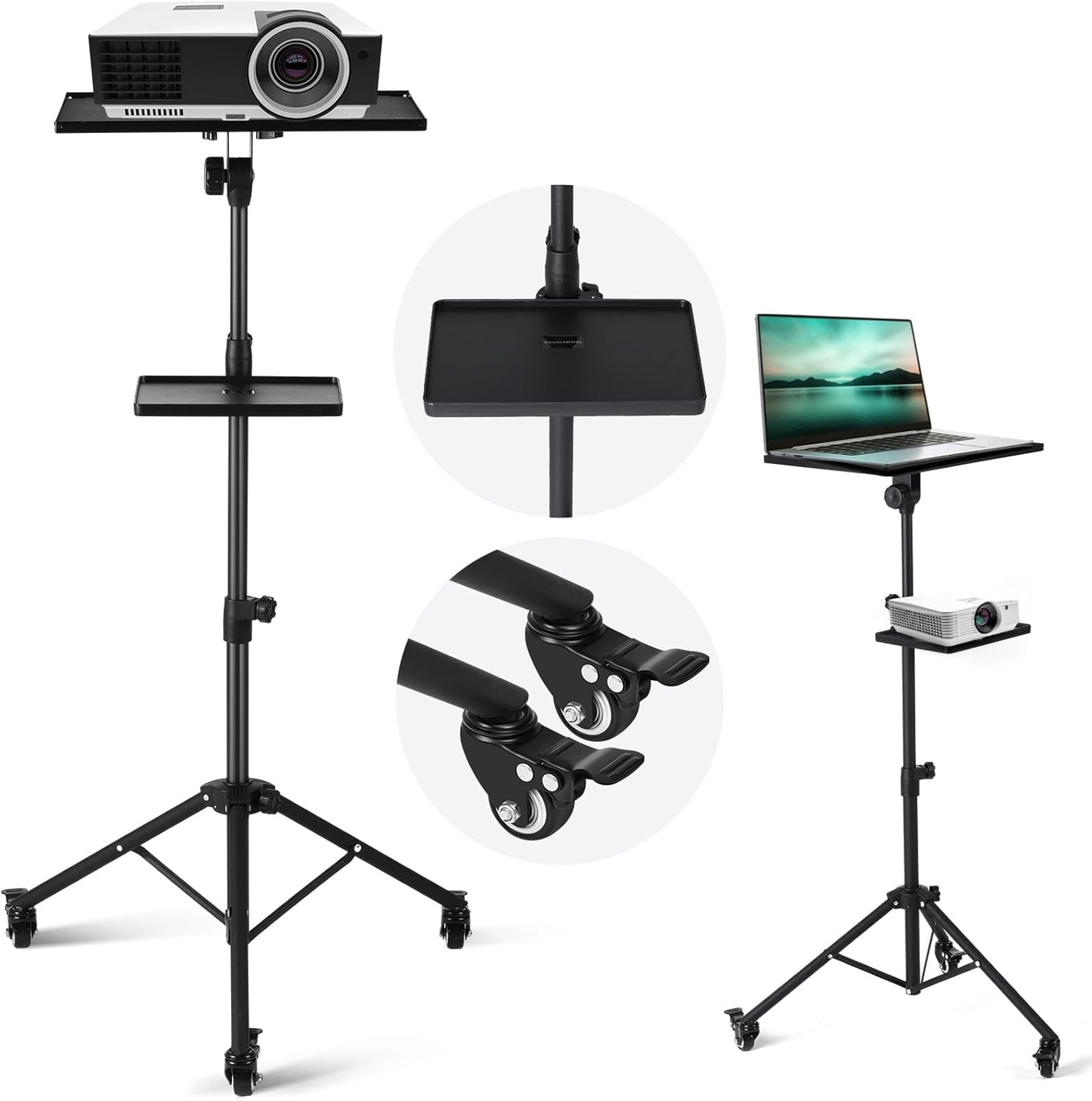 Portable Rolling Laptop Stand - Adjustable Height & Mobility