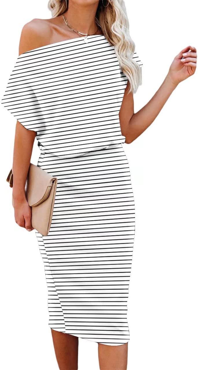 Ezbelle Women's Off Shoulder Midi Dress for Casual Summer Style