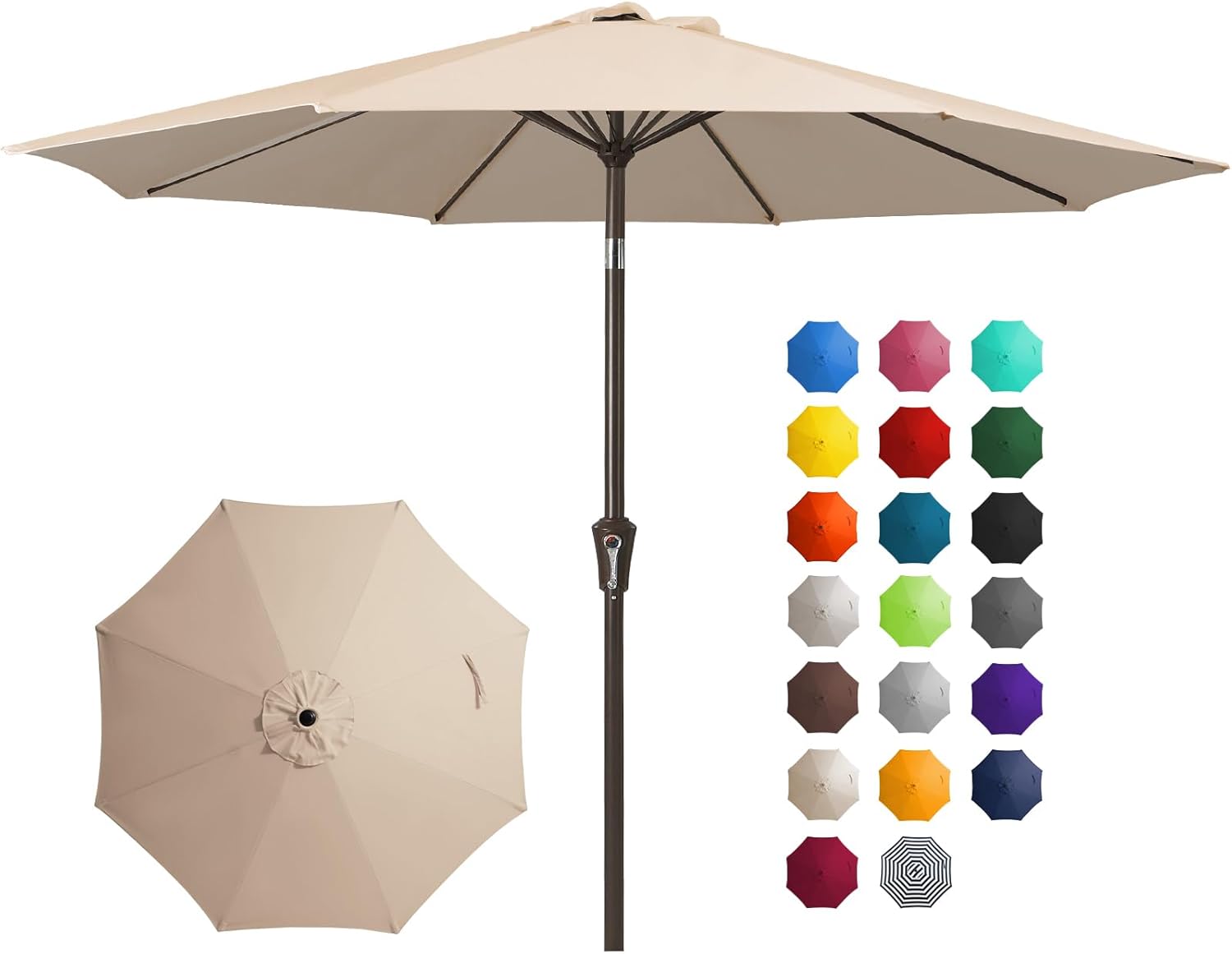 10FT Outdoor Patio Umbrella with Push Button Tilt and Crank
