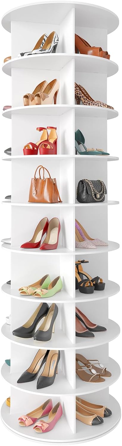 SpaceAid 9 Tier Rotating Shoe Rack Tower for Closet Organization