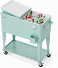 VINGLI 80 Quart Rolling Ice Chest Cooler Cart - Portable Drink Station