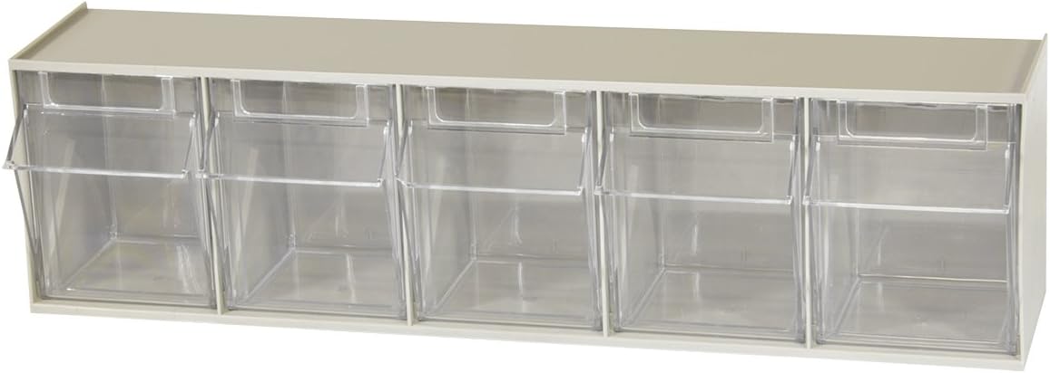 TiltView Plastic Storage Cabinet with 5 Tilt Out Bins for Organizing