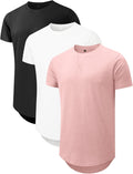 Comdecevis Mens 2 Pack Cotton Crewneck Longline Tees - Hipster Fit