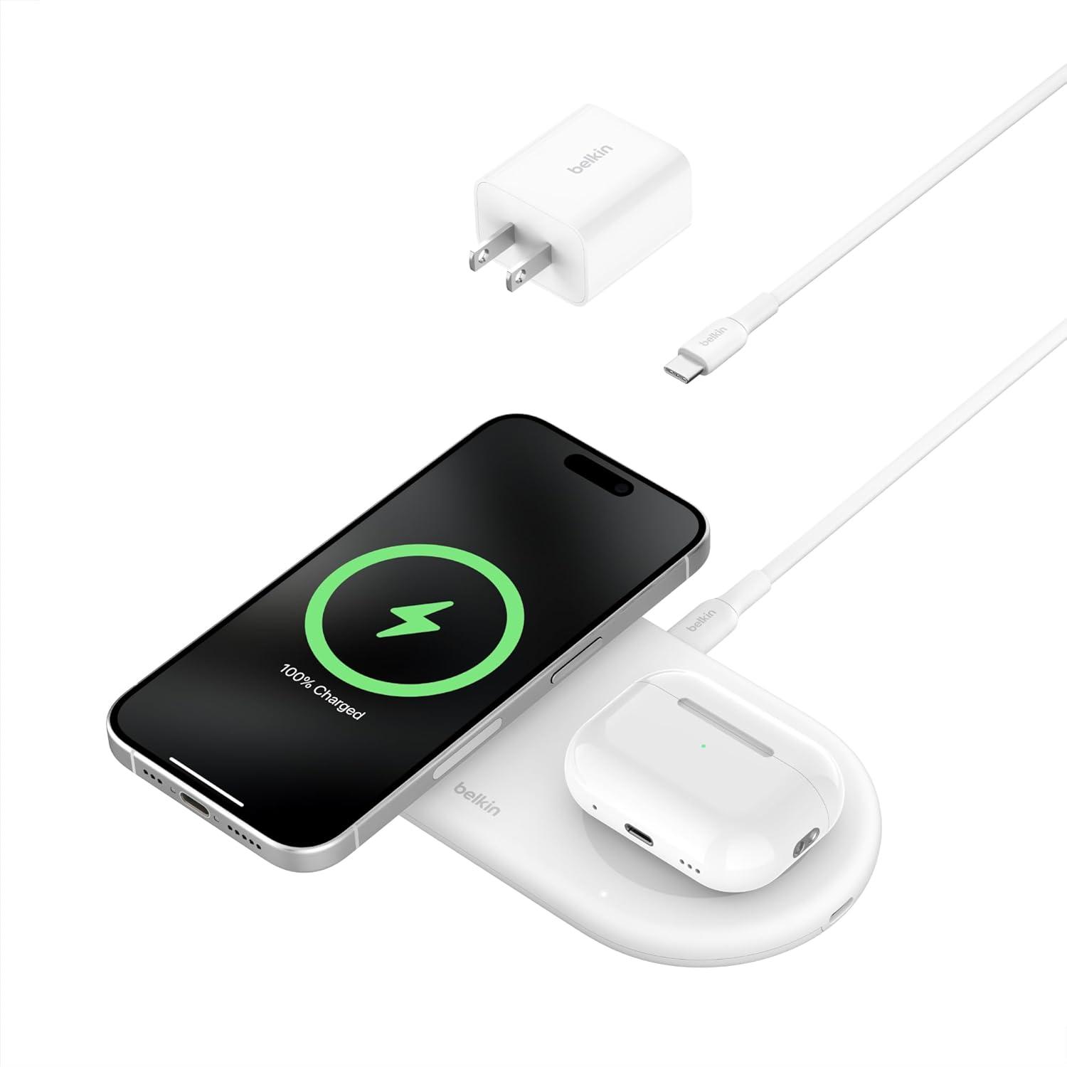 Belkin 2-in-1 Wireless Charging Pad for iPhone & Samsung Devices