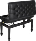 Adjustable Wider Piano Bench with Storage - Sturdy PU Leather Seat