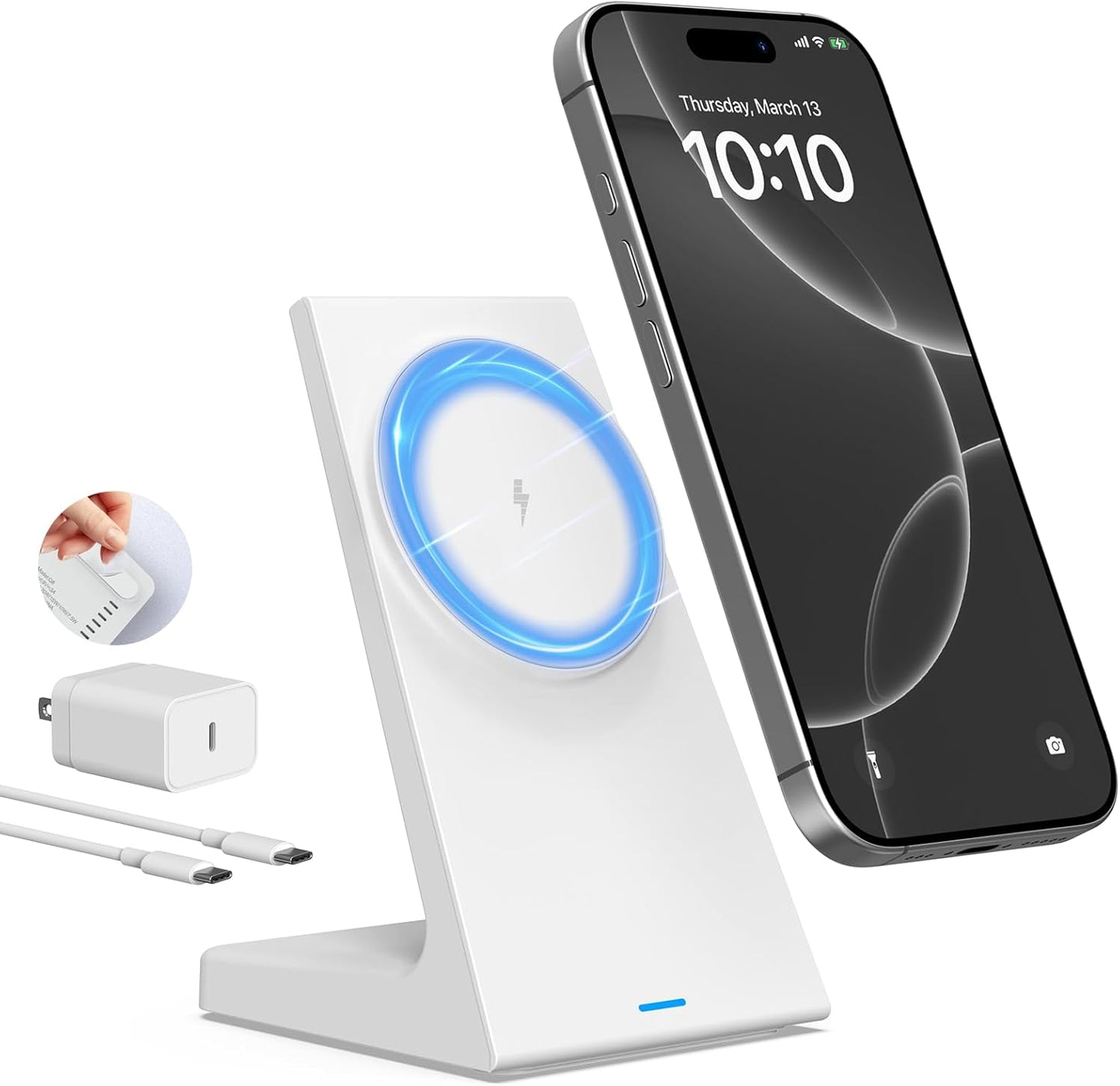 JiffStar 20w Fast Wireless Charger Stand - Stickable Desk Charger for iPhone