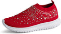 Women's Mesh Rhinestone Slip On Dance Sneakers - Lightweight Comfort