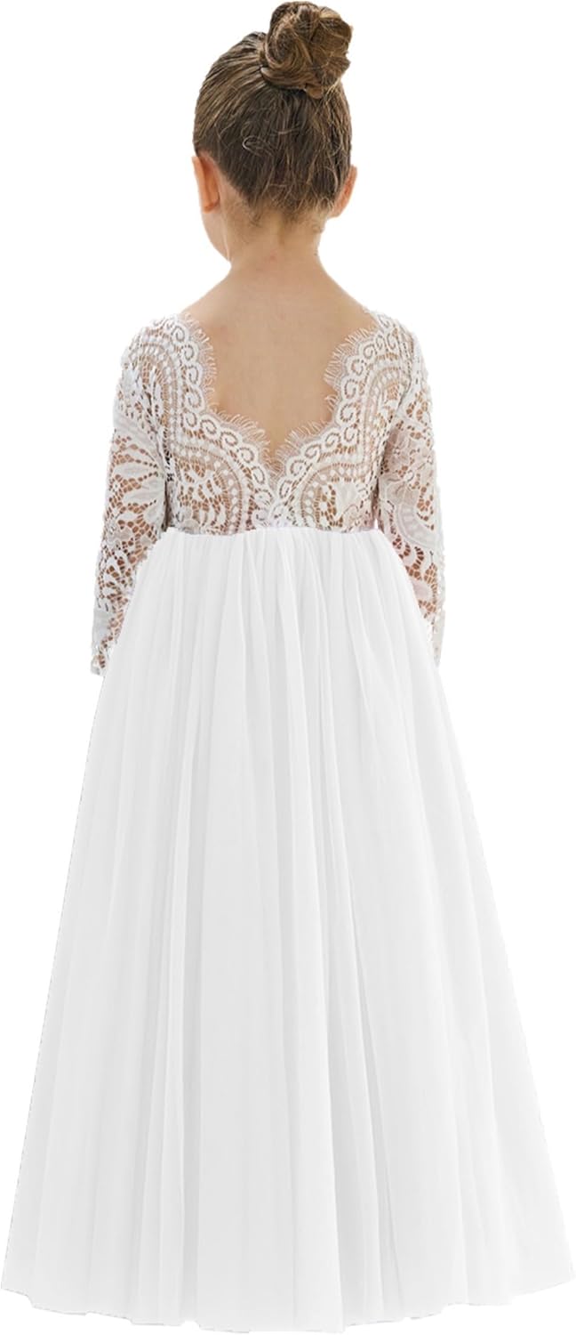 2Bunnies Girl Peony Lace Back A-Line Tutu Flower Girl Dress