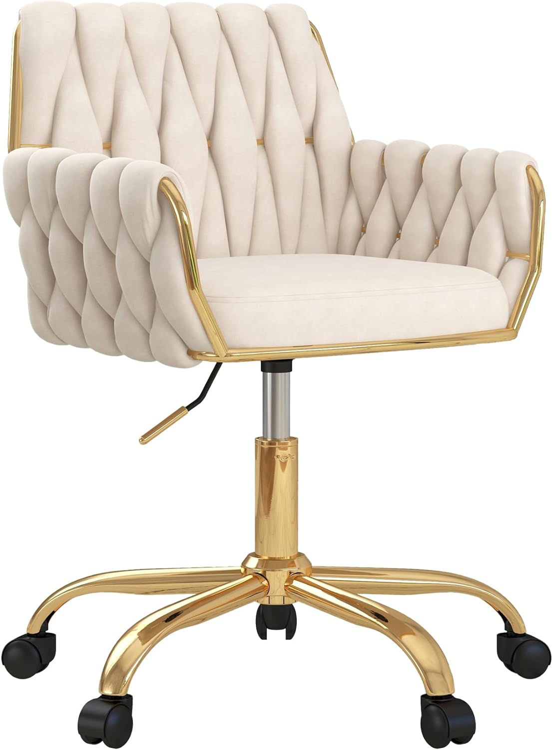 Velvet Home Office Chair with Golden Base for Modern Spaces