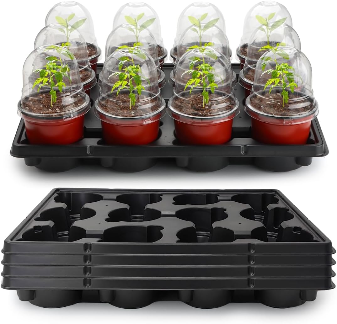 4 Inch Nursery Pots with Humidity Domes & Seedling Trays Set