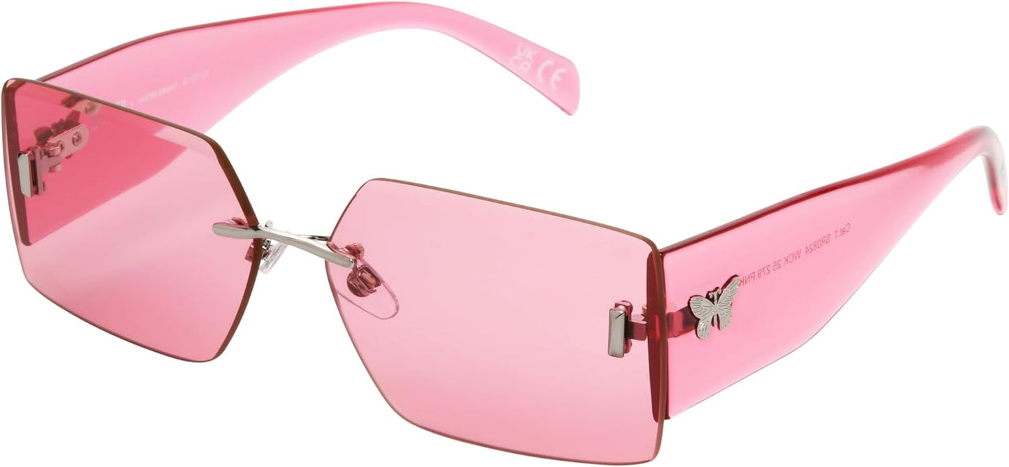 Trendy Square Sunglasses with Pink Lenses for Women