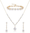 Elegant Teardrop Cubic Zirconia Bridal Jewelry Set for Women