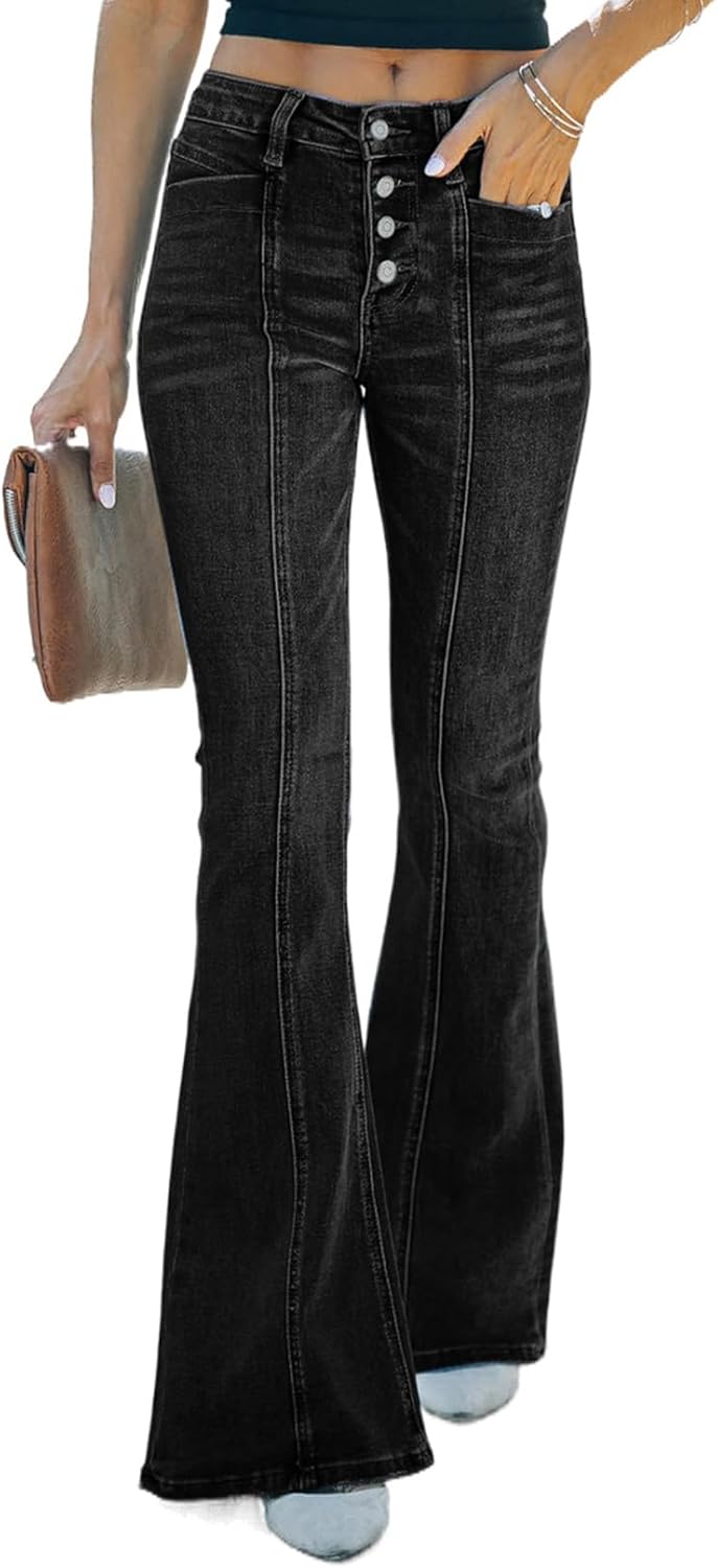 Sidefeel Women's High Waisted Flared Jeans for Stylish Comfort