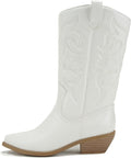 All-White Knee High Cowboy Boots for Women - Pointed Toe Pull On