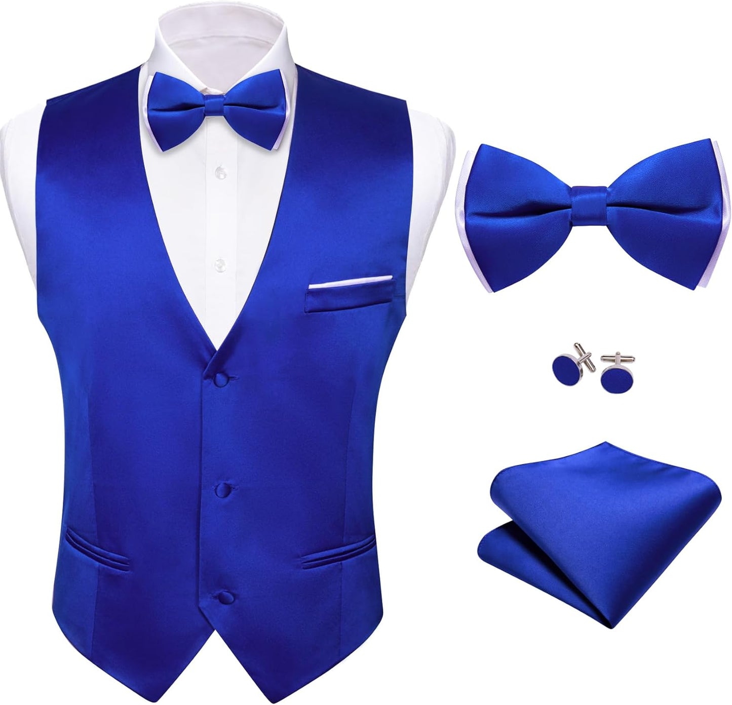 Barry.Wang Mens Suit Vest Bow Tie Set for Formal Occasions