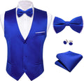 Mens V-neck Suit Vest with Bow Tie Set 4PCS - Slim Fit Waistcoat