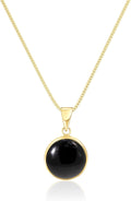 14K Gold Gemstone Necklace for Women - Solid Gold Black Onyx Pendant