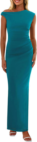 Women's One-Shoulder Mesh Maxi Dress - Elegant Summer Bodycon