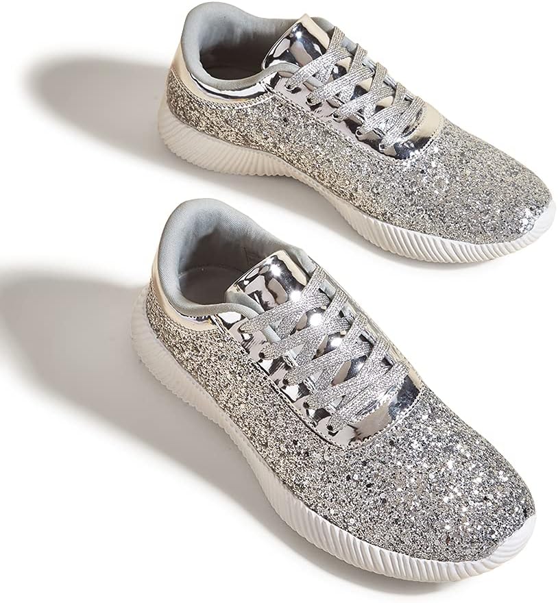 BELOS Women's Glitter Shoes: Sparkly Lightweight Tennis Style