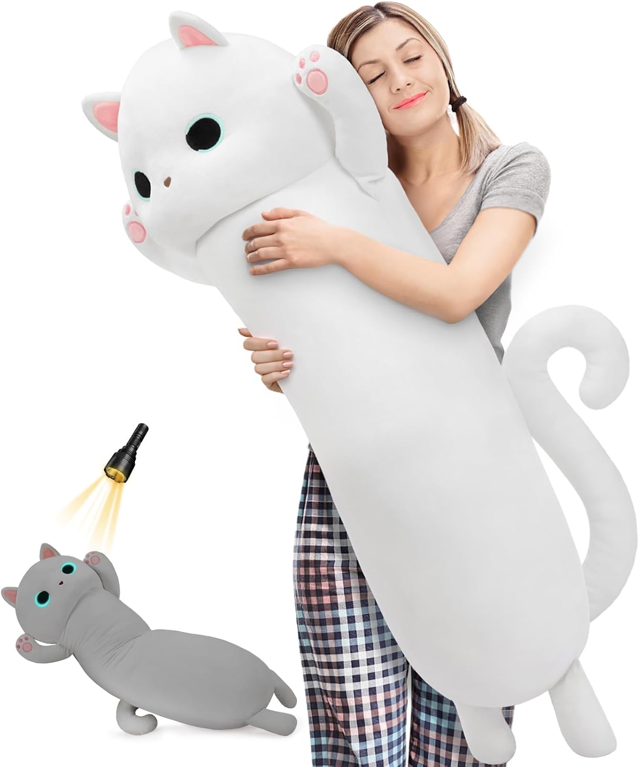 MaoGoLan Long Cat Plush Body Pillow for Kids and Adults