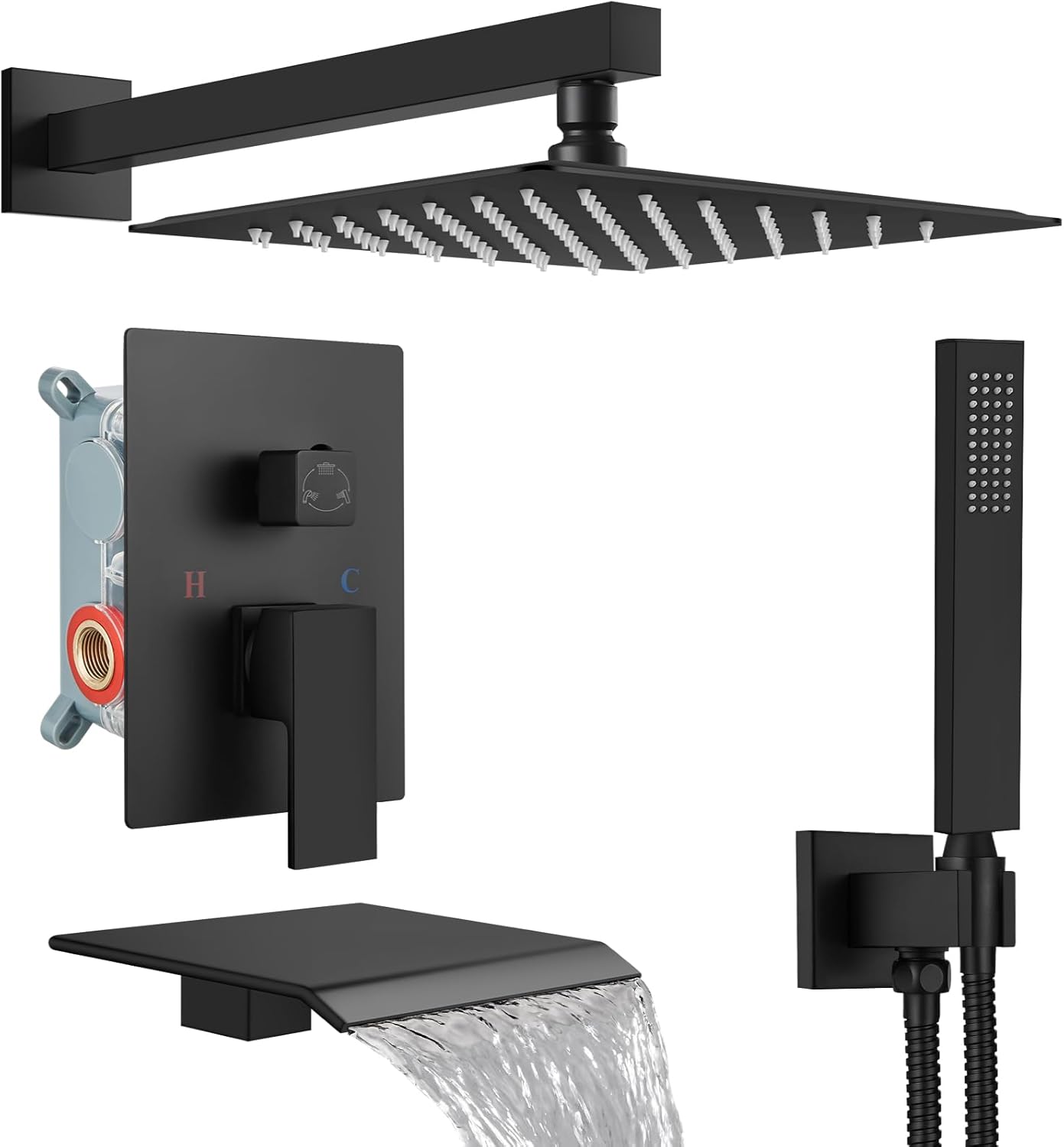 Midanya Shower System with Tub Spout for Modern Bathrooms