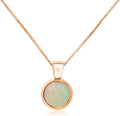 Real Gemstone 8mm Bezel Pendant Chain Necklace - Citrine Rose