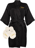 Custom Women Satin Robes with Slippers, Personalized Gift Set for Her