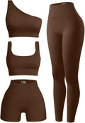 4 Piece Workout Sets For Women Ribbed Yoga Activewear - Supportive Fit