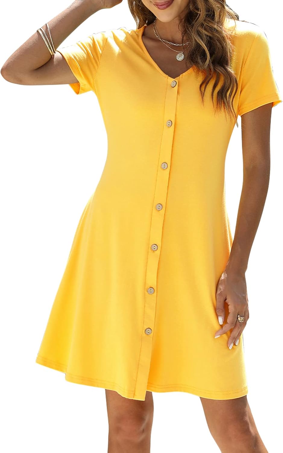 Manydress Women's Summer Casual T Shirt Dress with Pockets