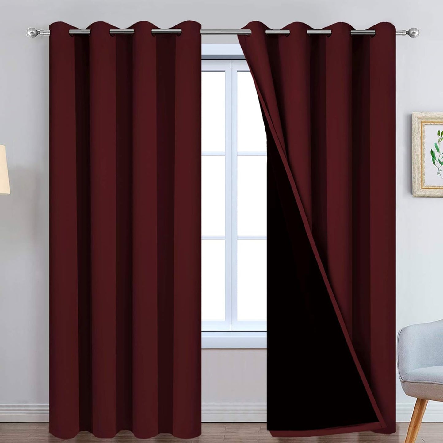 Yakamok 100% Blackout Curtains for Living Room and Bedroom