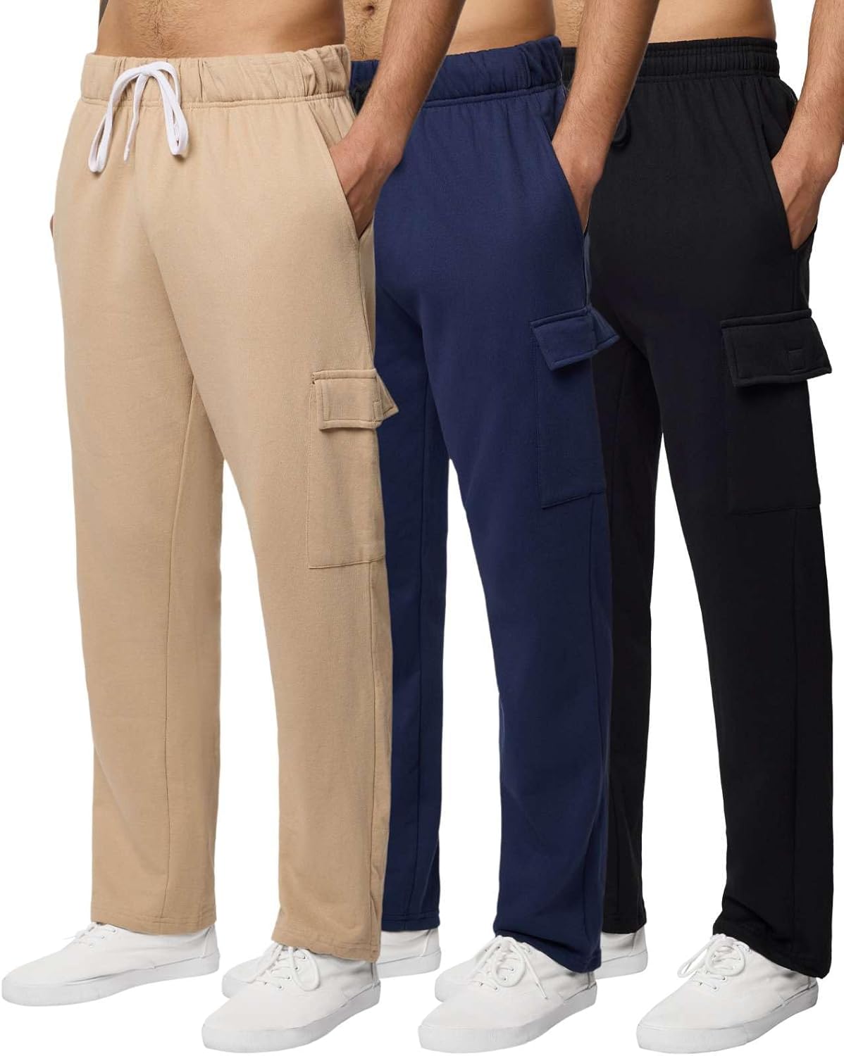 Real Essentials Men's Tech Fleece Cargo Sweatpants for Comfort