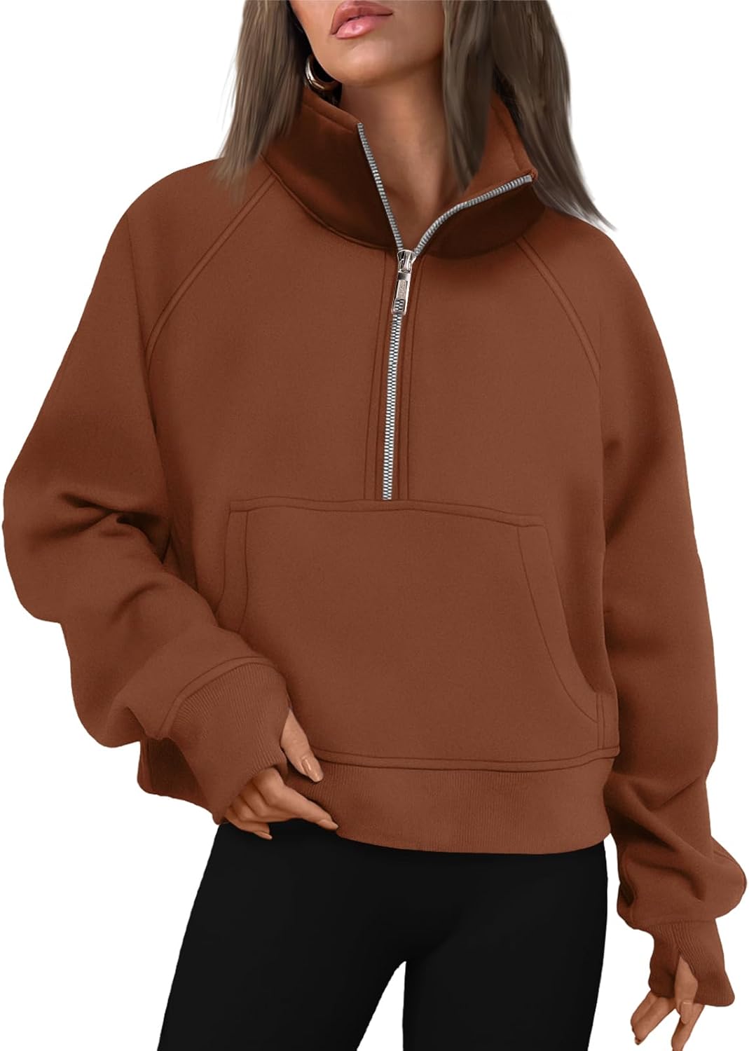 AUTOMET Womens Sweatshirts Half Zip Cropped Pullover for Fall