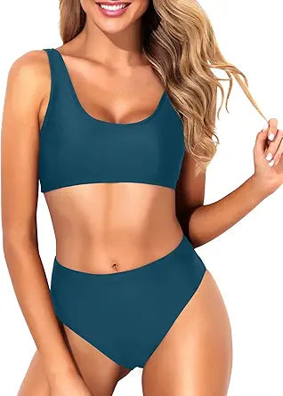 Tempt Me Women Two Piece Scoop Neck Bikini for Sporty Style