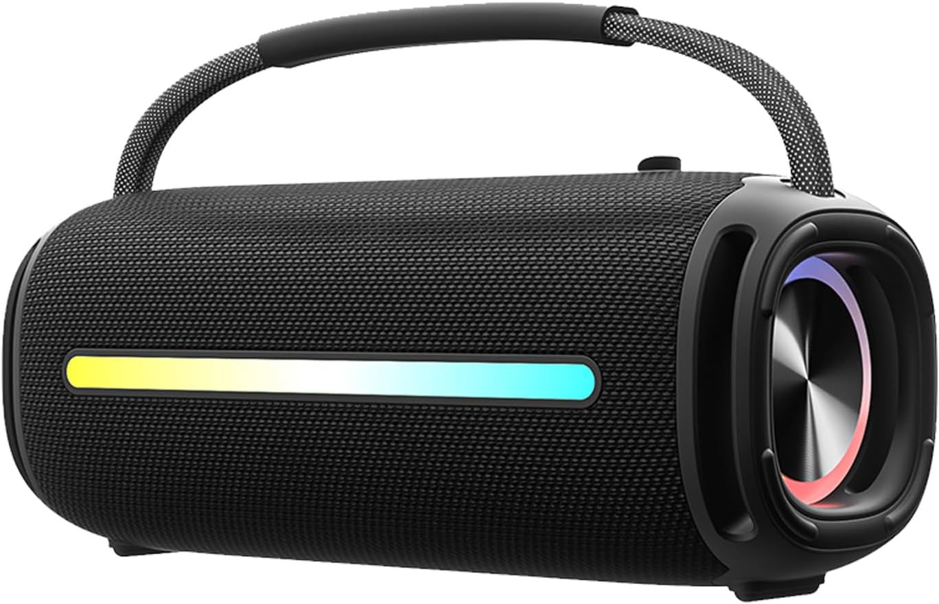Portable Bluetooth Speaker with Colorful Lights and 20W Bass