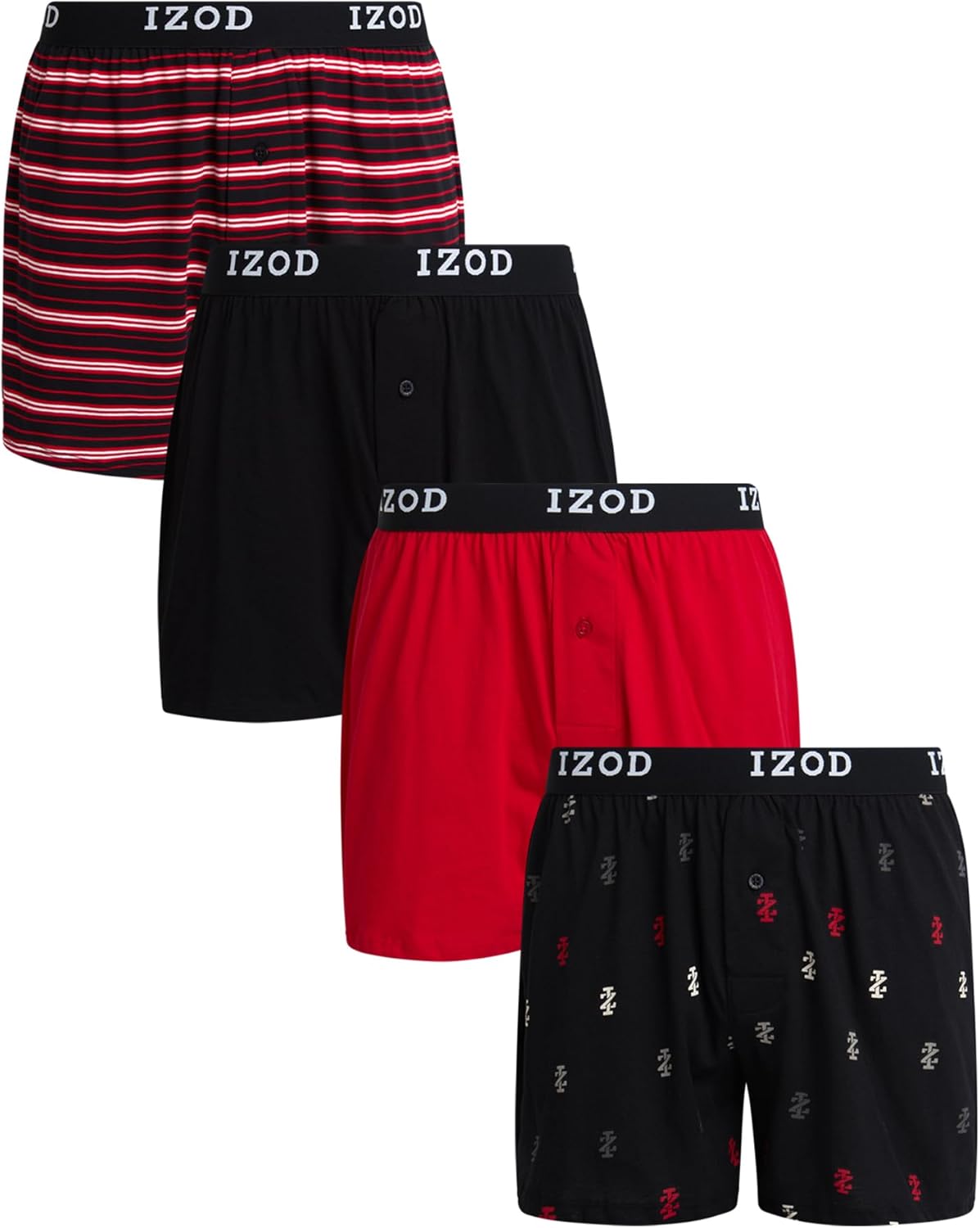 IZOD Mens Boxer Shorts 4 Pack Performance Knit Cotton Boxers