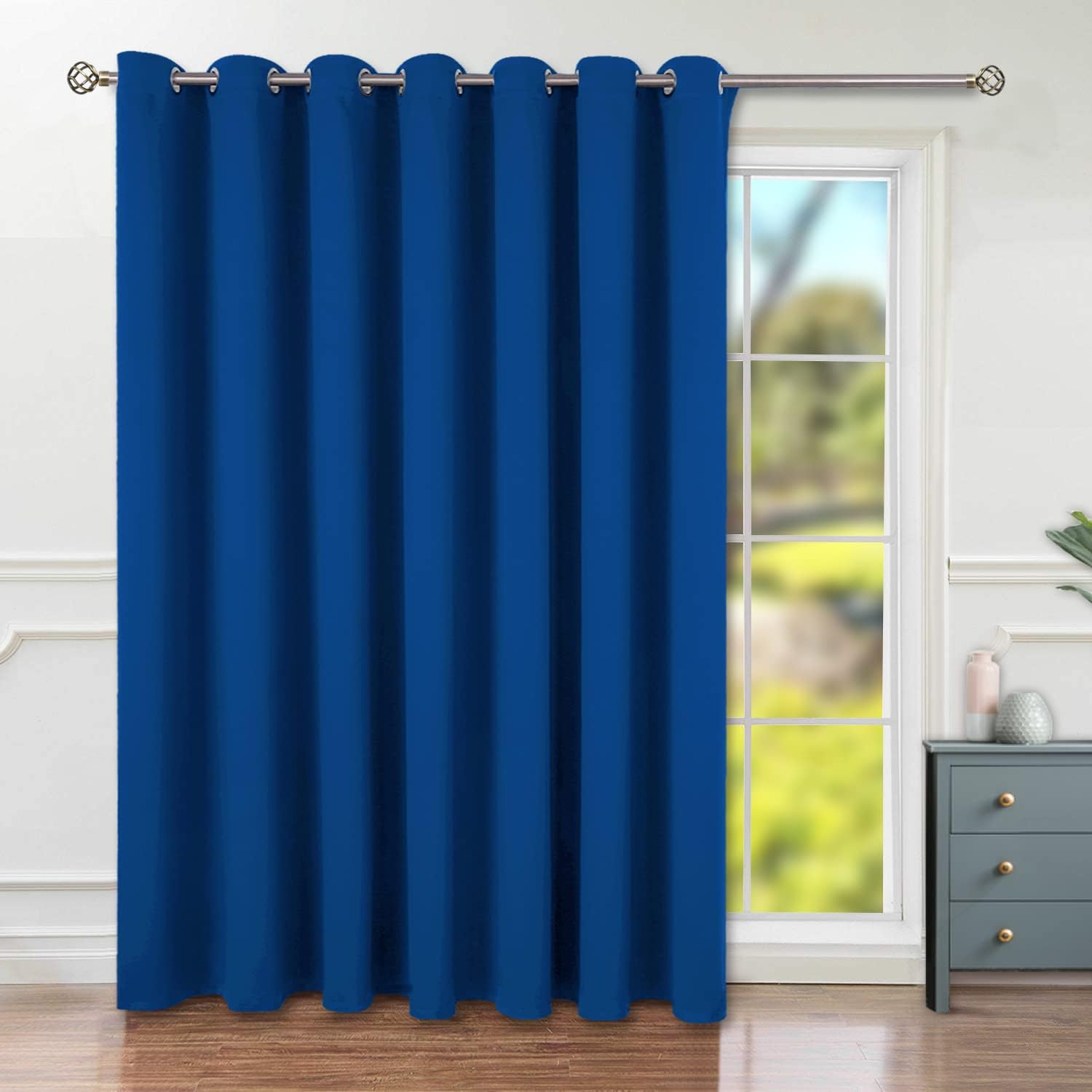 Royal Blue Sliding Door Curtain for Room Darkening Privacy