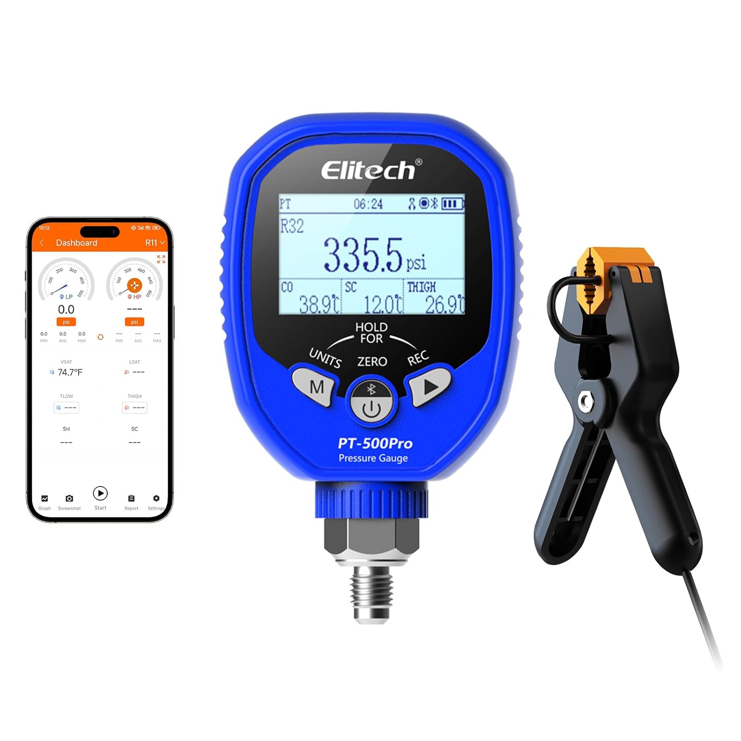 Elitech PT-500Pro Digital Pressure Gauge for HVAC Professionals