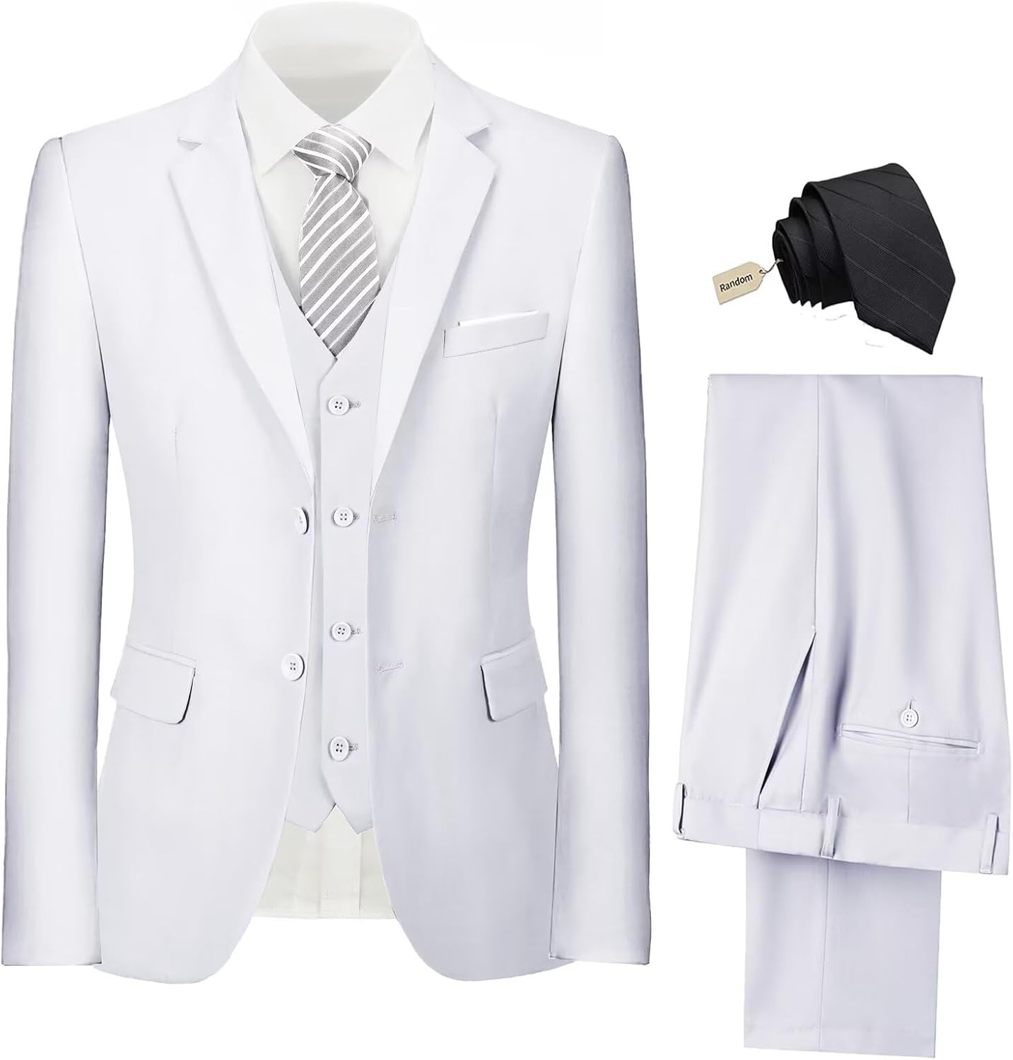 Mens Suit 3 Piece Set Slim Fit Wedding Groomsmen Suit for Men