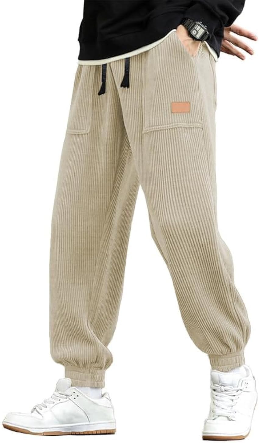 JMIERR Mens Corduroy Joggers Pants for Casual Comfort and Style
