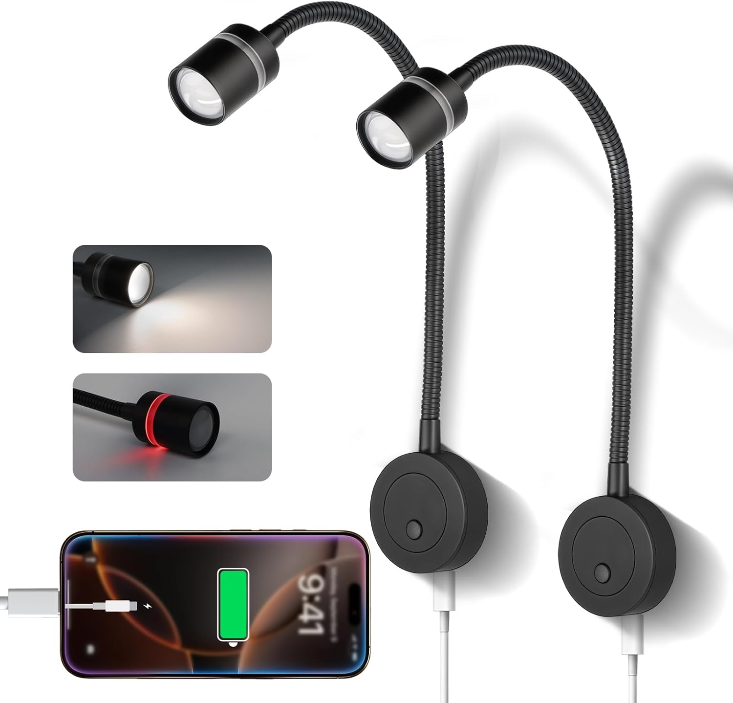 12V LED Reading Light with USB-C Charger for RVs and Campers