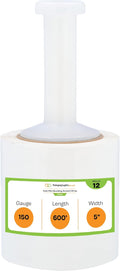 PSBM Mini Stretch Wrap with Handle 12 Pack, 5 in x 600 ft Clear