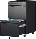 2 Drawer File Cabinet with Wheels and Lock - Compact Mobile Filing
