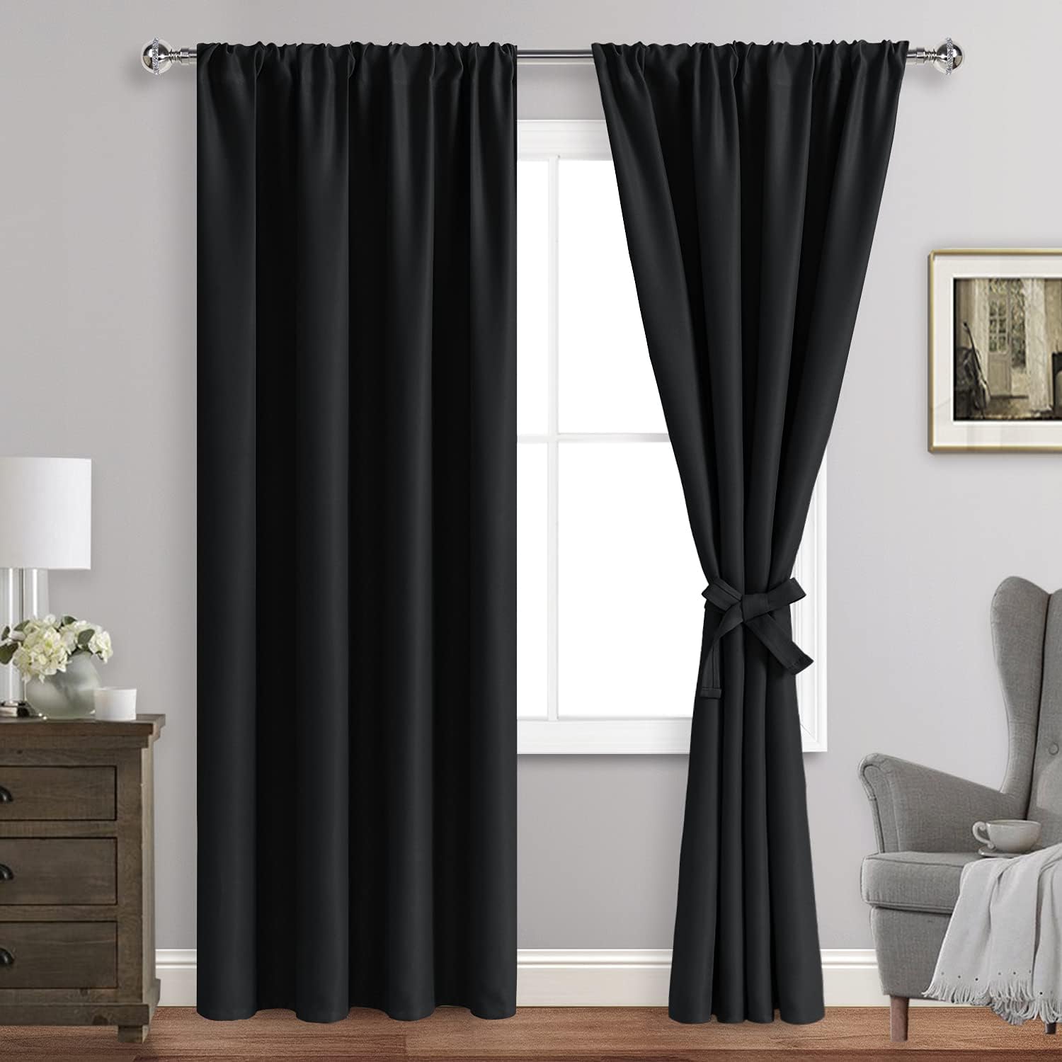 JIUZHEN Blackout Curtains 84 Inch Length for Total Darkness
