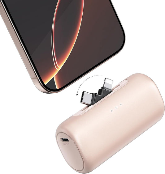 Fast Charge On-the-Go: 2-in-1 5000mAh Power Bank, Pink