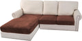 Velvet Stretch Sectional Couch Covers 3 Pieces - Burnt Brick
