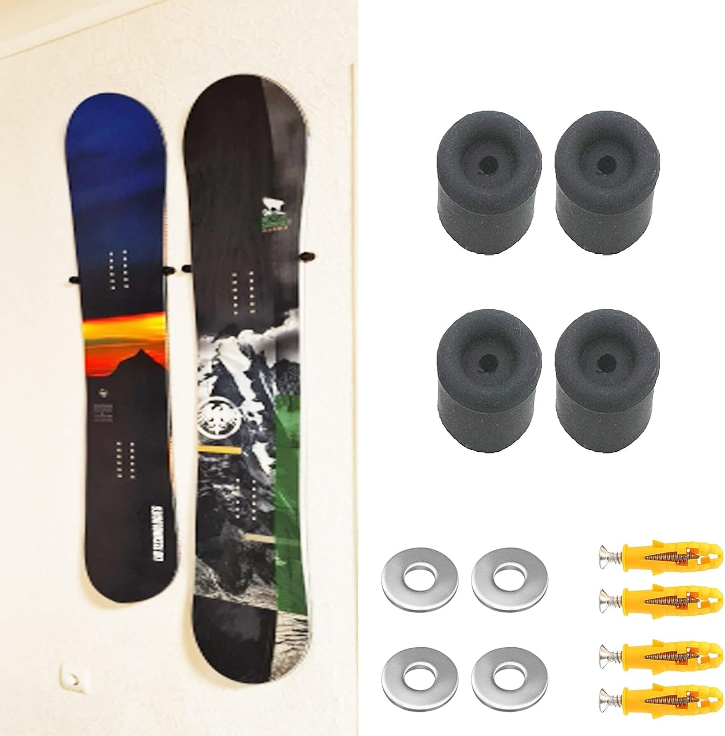 Invisible Snowboard Rack - Hold 2 Boards - Wall Mount