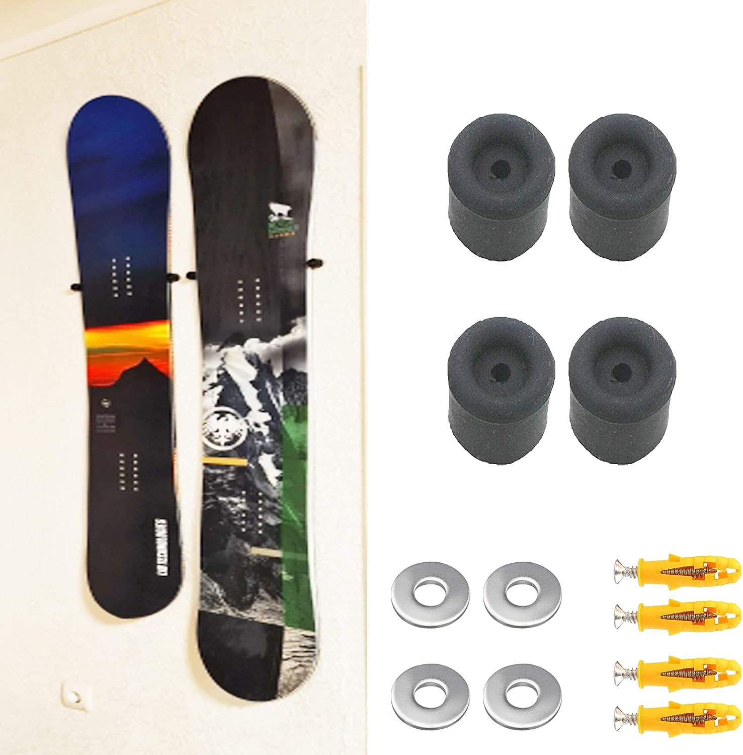 Invisible Snowboard Rack - Hold 2 Boards - Wall Mount